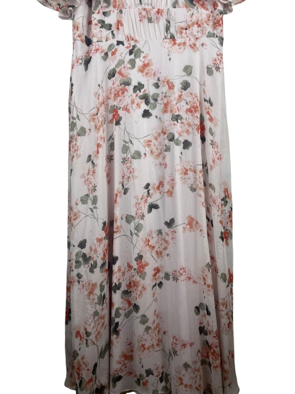 Calvin Klein Floral Maxi Dress With Flutter Sleeves Size 14 100% Polyester Pink - Picture 2 of 9